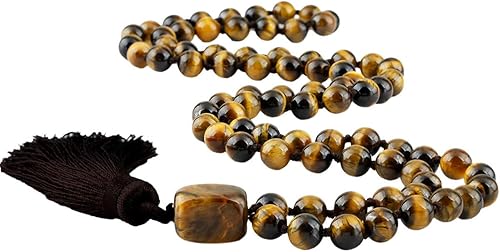 Miniatura 2 de Rockcloud Tibetan Mala Pulsera Collar Oración Budista Meditación Cristales Curativos Cuentas anudadas a mano con borla