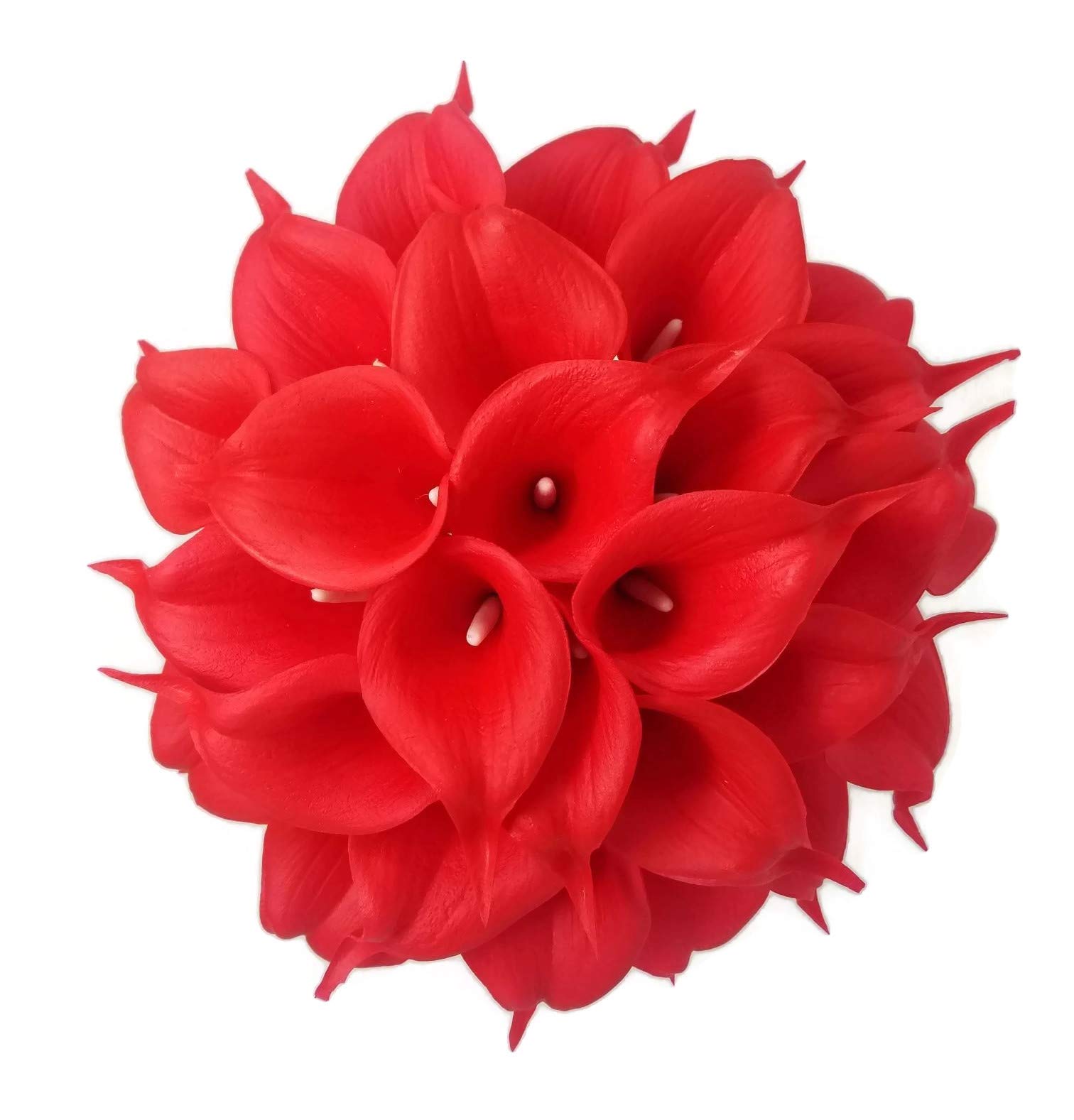Floral Kingdom 18 PCS 14" Real Touch PU Latex Artificial Calla Lily Flowers for Wedding Bouquets, centerpieces, and Floral Decor Red