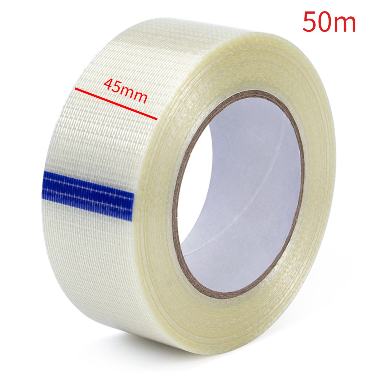 Unifizz Fiber Filament Tape 45MMx50M Transparent Tape Reinforced Packing Tapes Grid, 1 Roll - Image 2