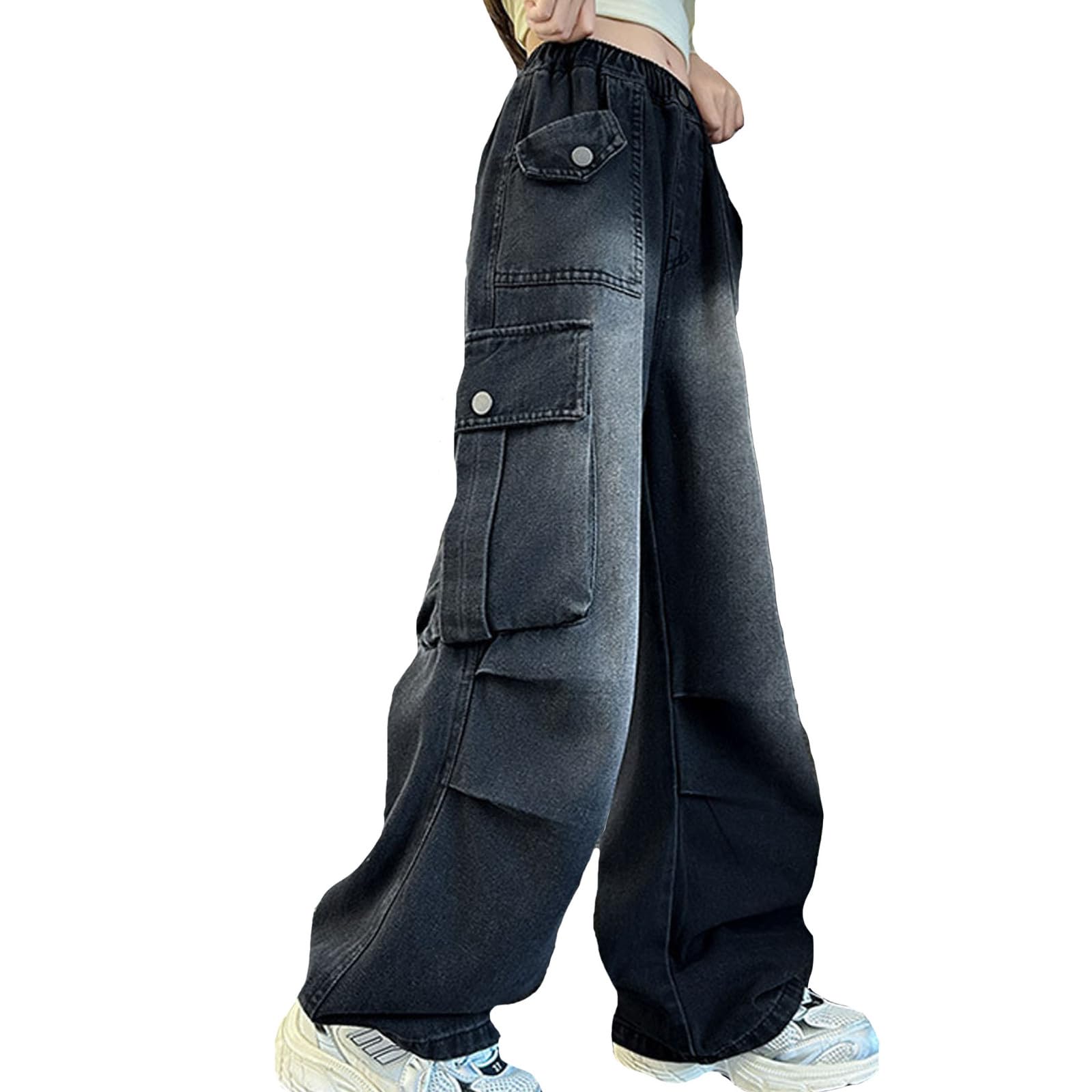 Vaqueros Rectos para niños Jeans de Pierna Ancha Ajuste Regular Holgado para Primavera, Verano y otoño Estilo Streetwear Actual Corte Amplio sin apretar Sin restricciones de Movimiento