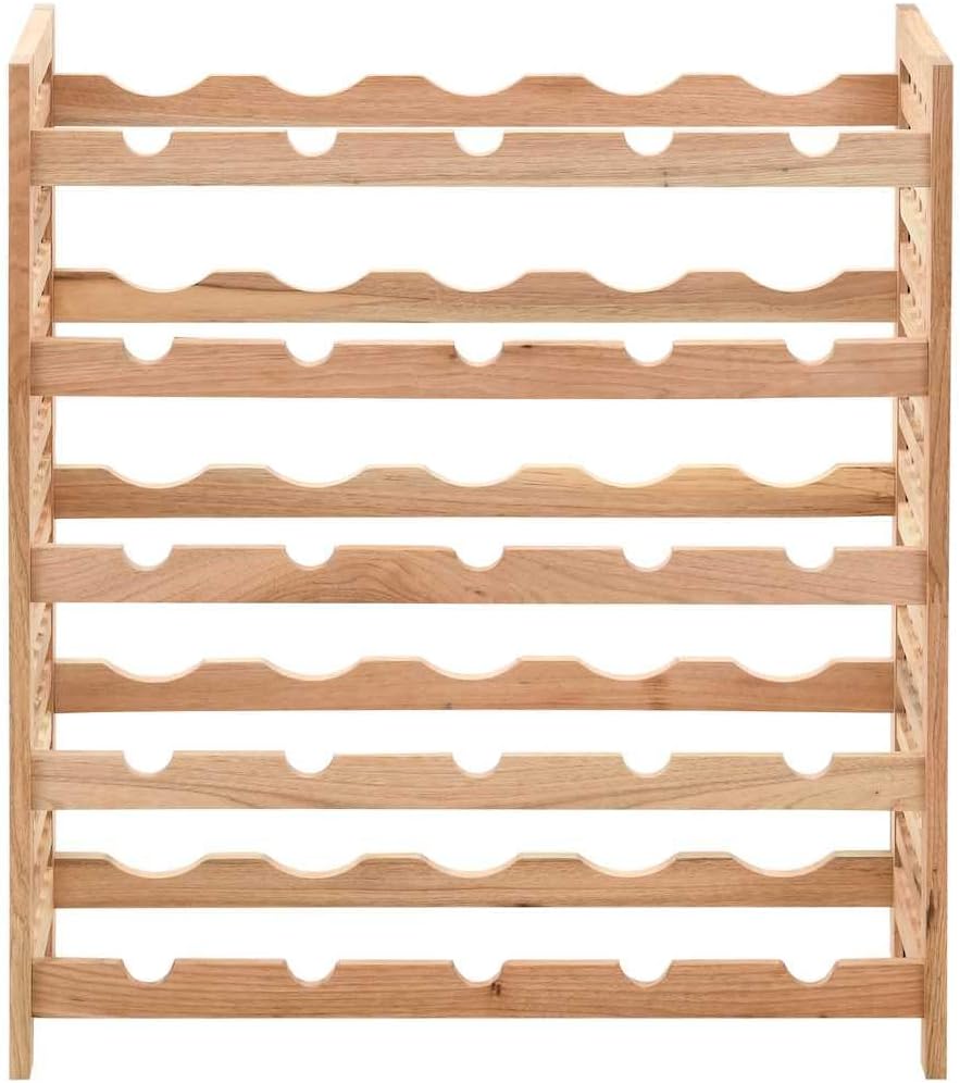 Solid Walnut Wood Wine Rack for 25 Bottles, 5-Tier Storage Shelf, 24.8"x9.8"x28.7" Dimensions, Elegant Frame for Ventilated Display and Home Decor