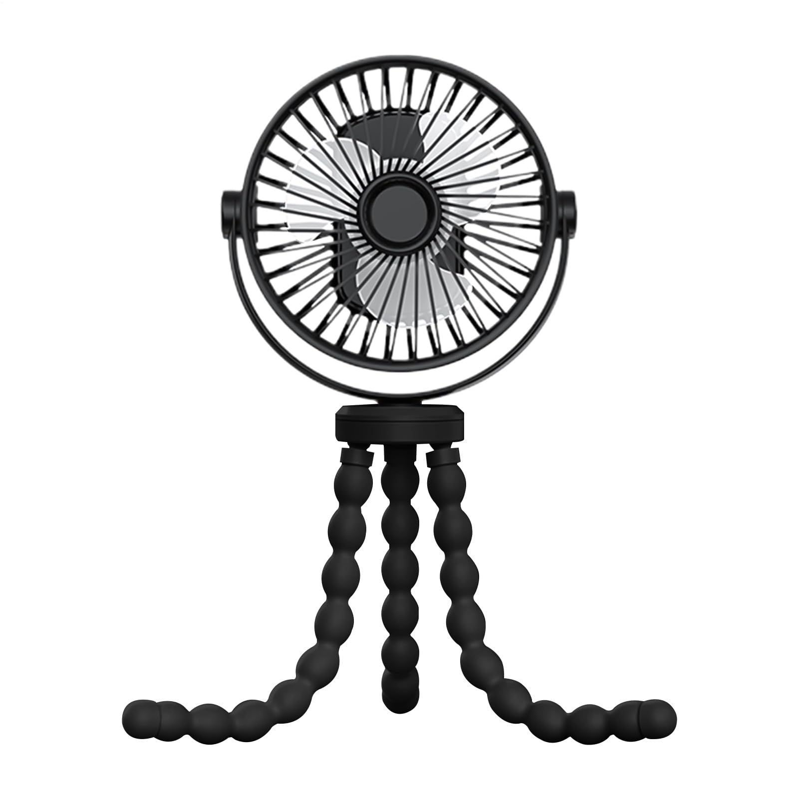 Tragbarer Kinderwagen-Ventilator – Tragbarer Kinderwagen-Ventilator mit 3 Geschwindigkeiten und Nachtlicht, 360° drehbarer Mini-Handheld- , USB-wiederaufladbarer Mini-Ventilator für Kinderwagen
