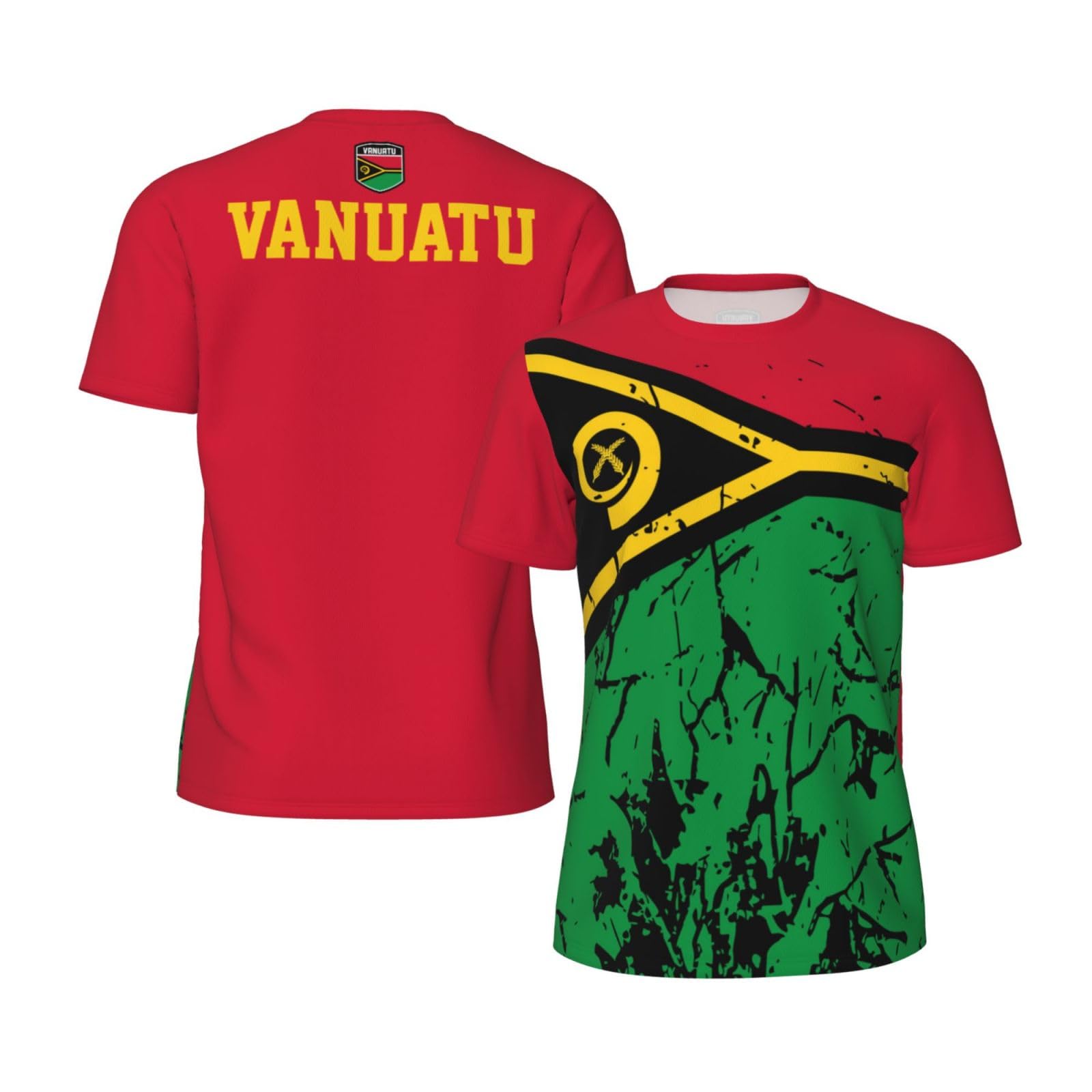 Vanuatu Flag Grain Team Mesh T-Shirt Jerseys for Running Cycling Soccer Fans Tennis Fitness Sports