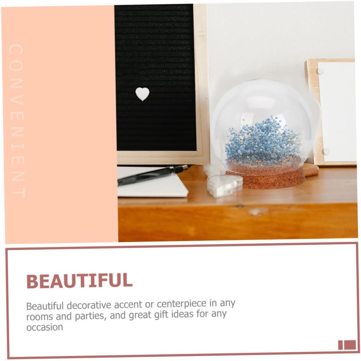 4Pcs Transparent Glass Dome Cover for Immortal Flowers Cork Base Decorative Glass Hood for Unique Centerpieces and Wedding Table Decor Craftsmanship