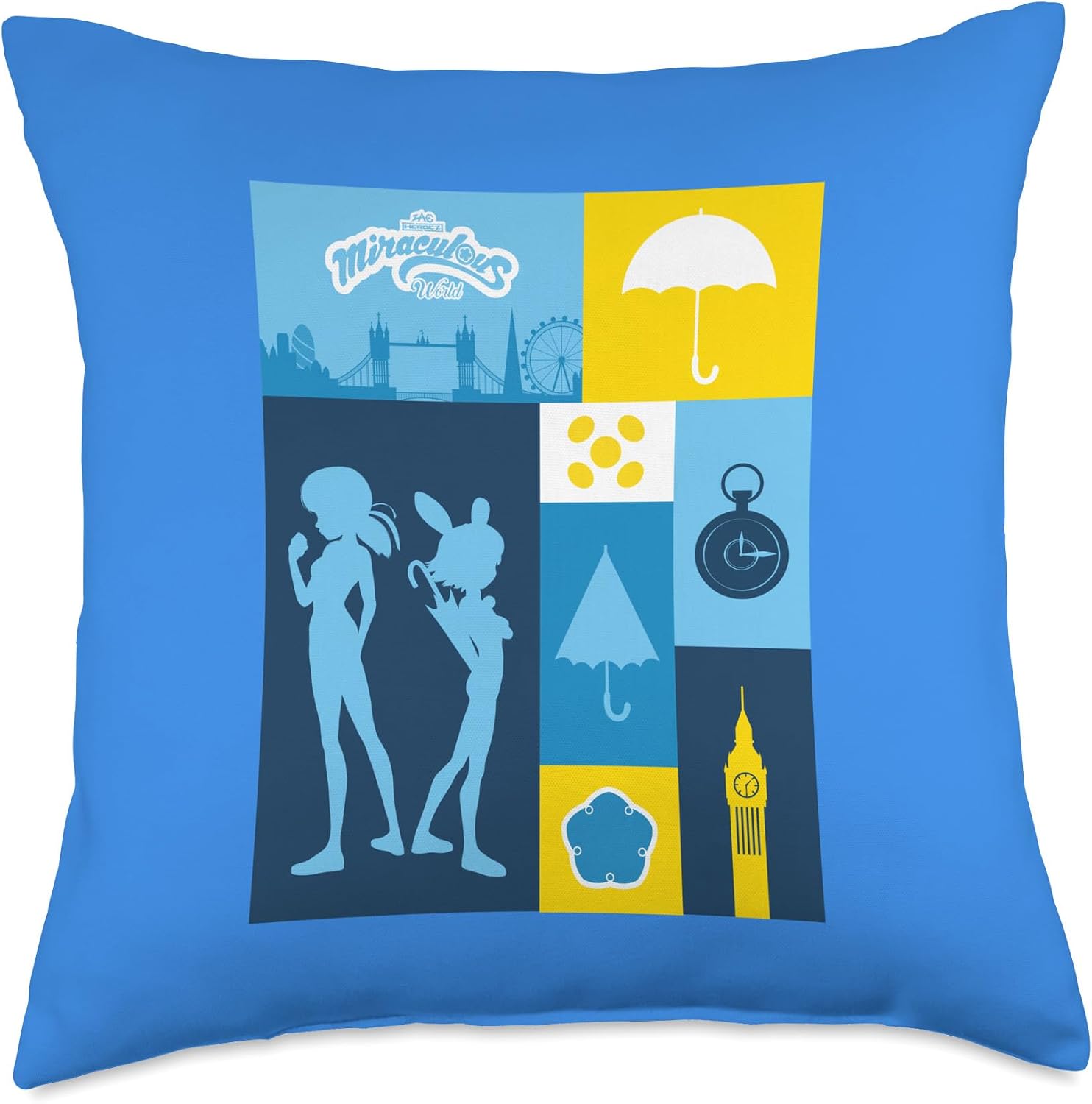 Miraculous Ladybug London Chronobug Time Travel Throw Pillow