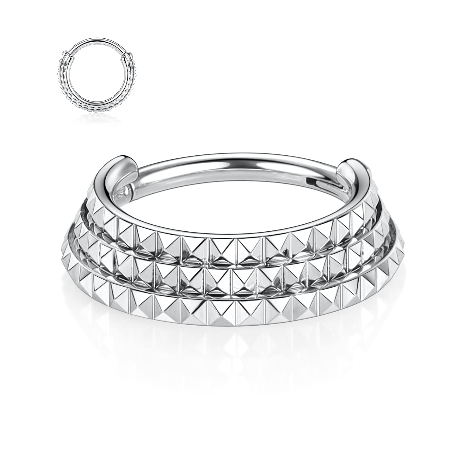 hengkaixuan 16G Septum Nose Rings Hoop Daith Earrings Surgical Steel Septum Clicker Ring Hirned Segment Seamless Clicker Ring Conch Hoop Ring Unisex Earrings Hoop Daith Piercing Jewellery — view 17
