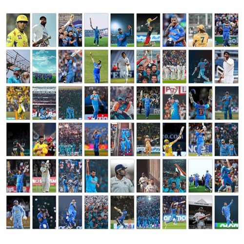 Image of Wallgasm Cricket Collage Kit - Set of 54, 4 x 6 Inches Posters | Poster Set For Room, Wall Art for Bedroom, Gym, Office (Cricket)