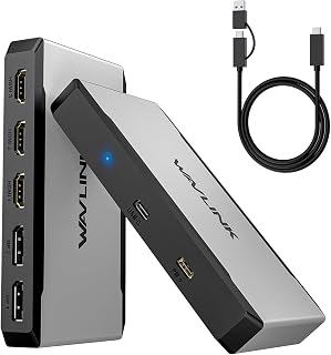 WAVLINK Dockingstation, Dreifachmonitor-Adapter für M1/M2/M3/M4 macOS-Systeme. Type-C&A-Hosts, 100W PD-Eingang, 3 HDMI + 2 DP verfügbar, Dreifach-4K@60Hz, SMI-Treiber&Host USB3.2 Gen 2 erforderlich