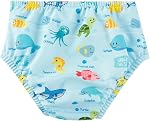 Couches de bain pour bébés Lavables pour bébés avec snap latéral UPF 50+ Protection solaire pour la plage de la piscine, mignon Dolphin, 18-24