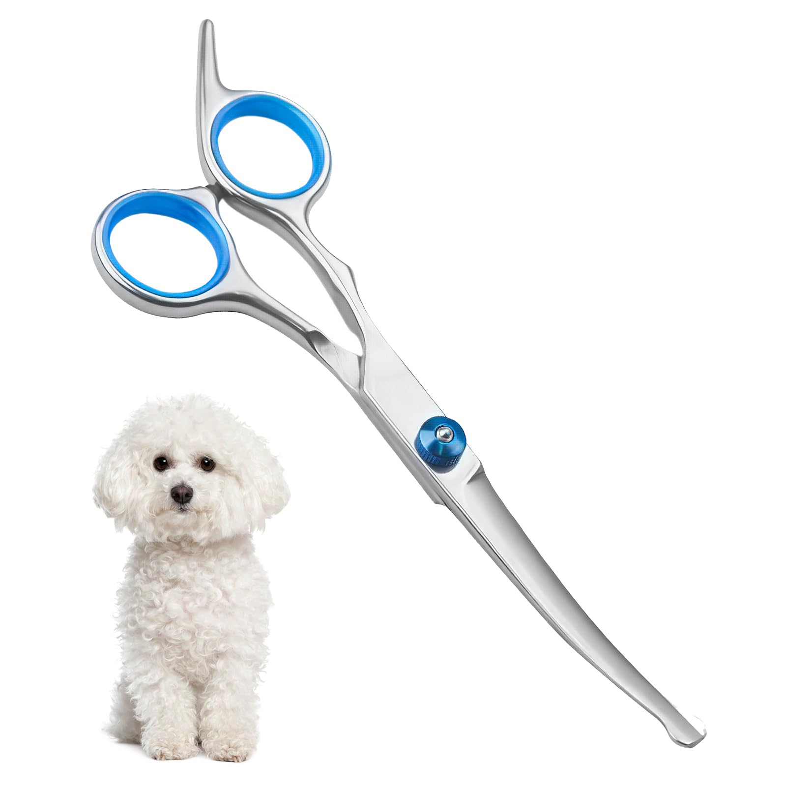 Tijeras de aseo para perros,Tijeras de peluquería para gatos, tijeras de pelo con punta de seguridad redonda para animales,Tijeras de aseo de acero inoxidable,Perros de pelo largo Tijeras de aseo