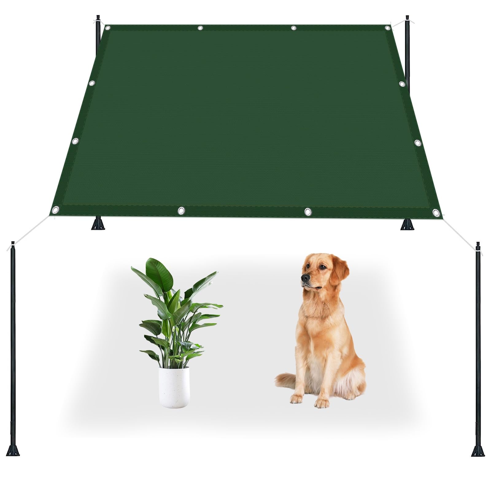 Voile d'ombrage anti-déchirure 3x3.5 m en polyester résistant vert