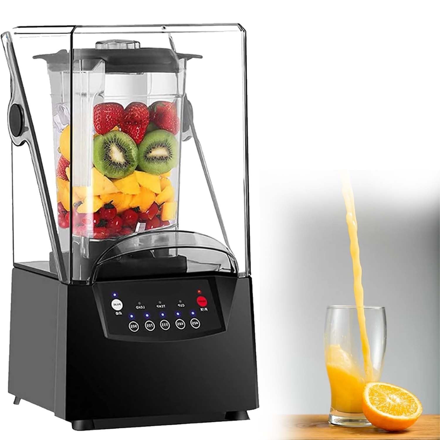 Licuadora silenciosa profesional con tapa aislante, motor 2200W, jarra 2L, batidora potente para smoothies, jugos naturales, sopas, batidos, café helado y hielo duro