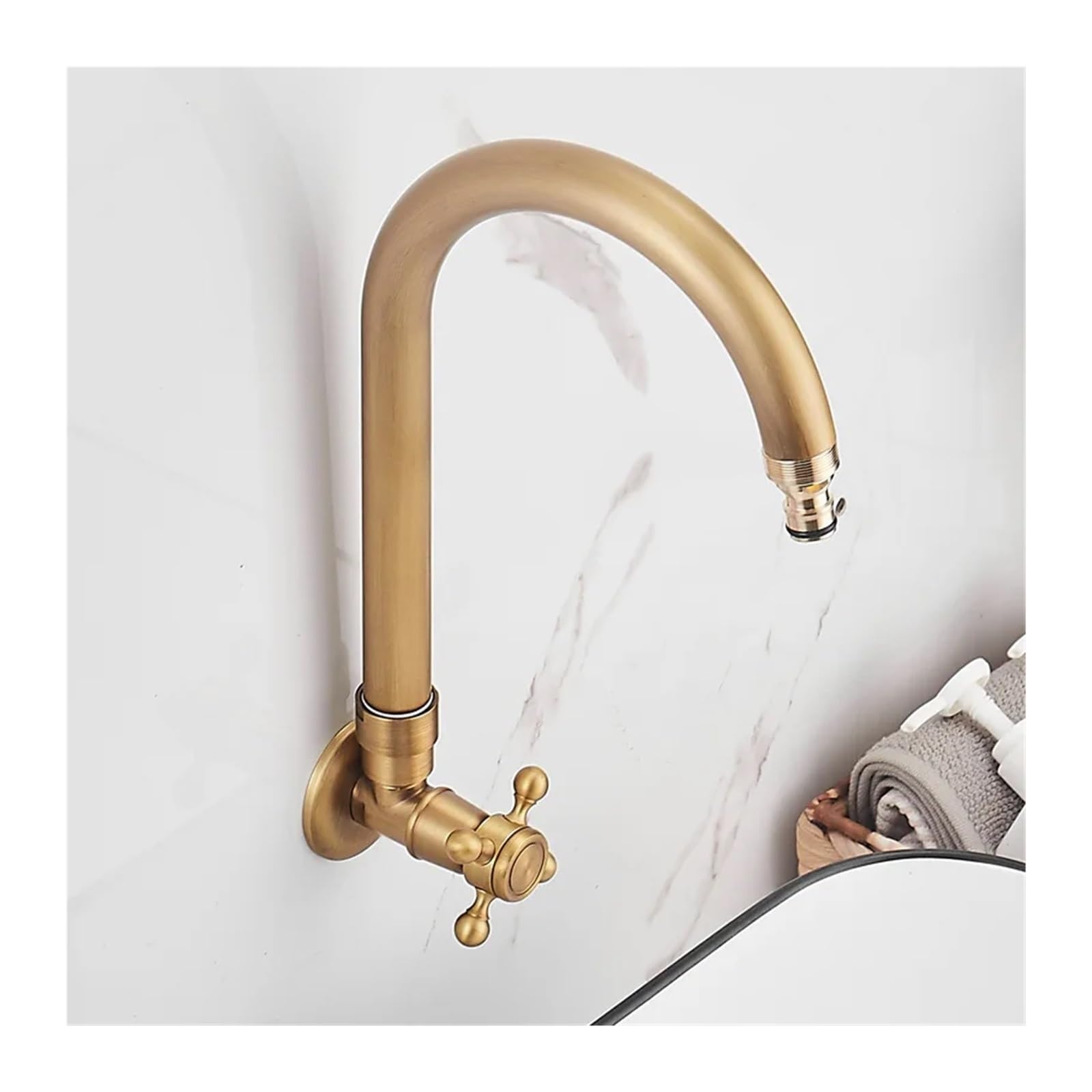 Grifo anticongelante de solo frío en cobre antiguo montaje en pared rosca G1/2