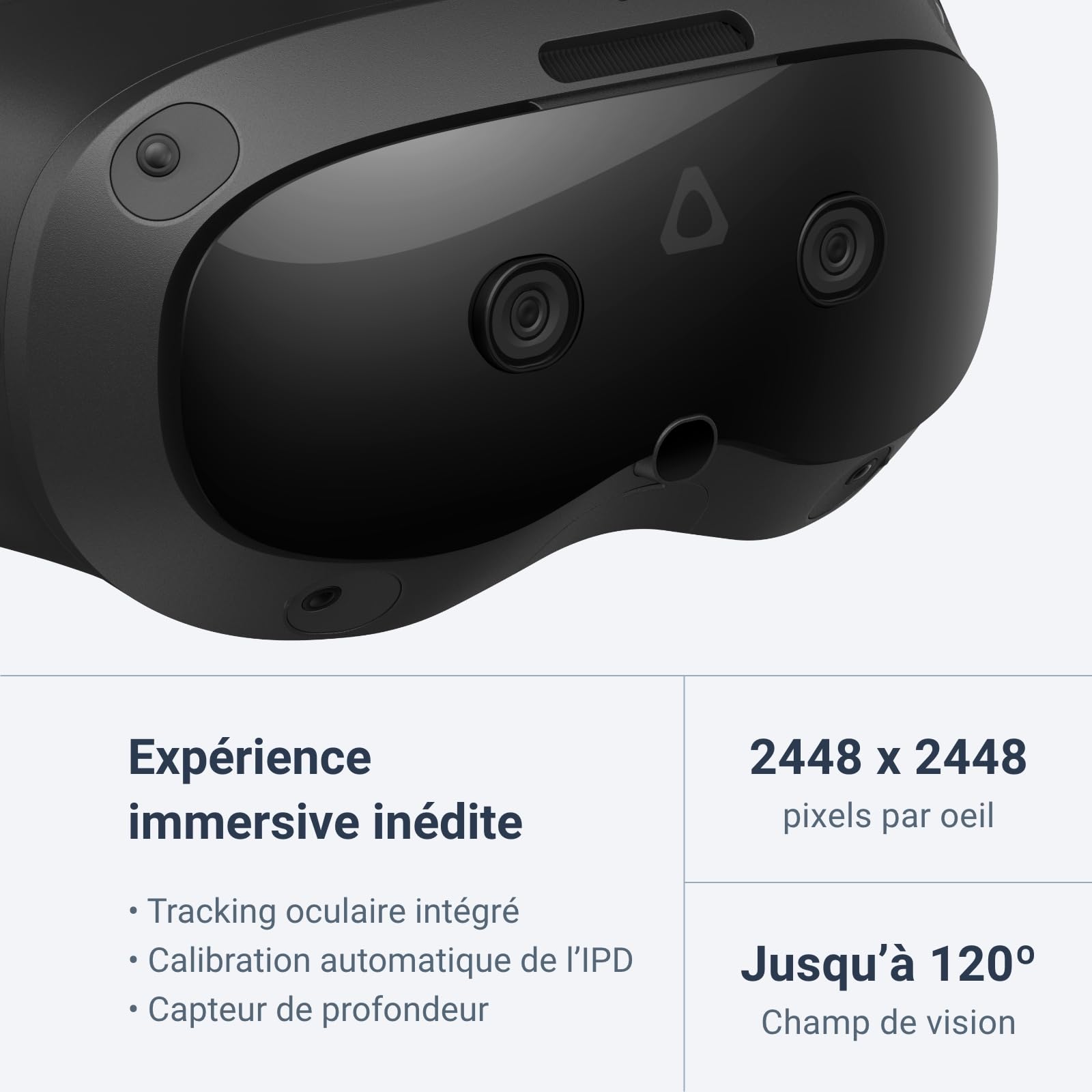HTC Vive Focus Vision Ensemble — Casque de réalité Mixte et PC VR + contrôleurs — Édition Grand Public + Kit de Streaming Filaire Vive — Compatible avec Le Mode DisplayPort