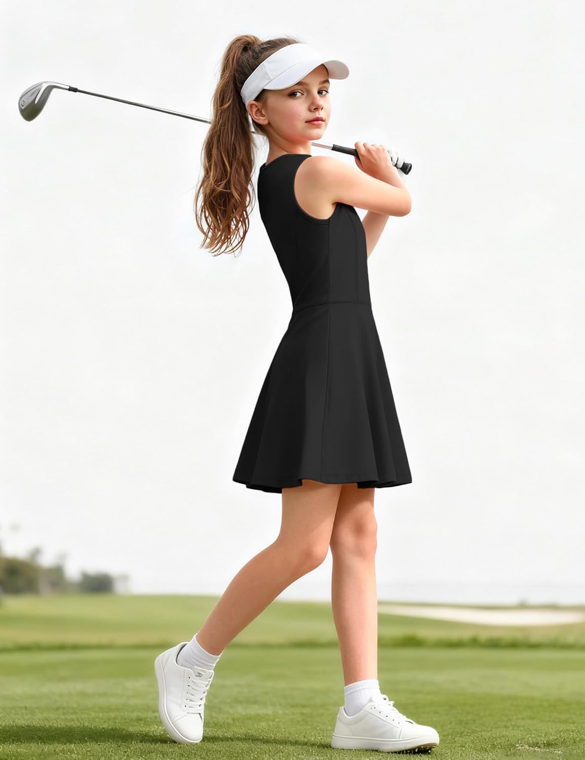 JOCMIC Girls Tennis Dress with Shorts Golf Athletic Outfit Sleeveless Dresses for Teens School Pickleball - Image 3