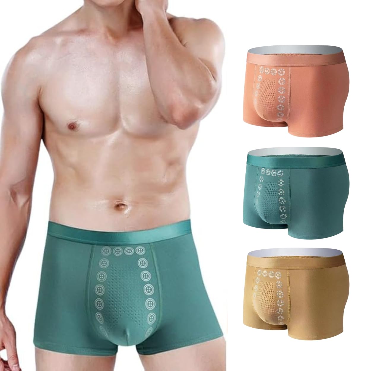 fizzoqi Men's Magnetic Boxer Briefs | Breathable Stretch Fabric with Energetic Massage Dots Mid-Rise Underwear (Random Colors)-picture-31