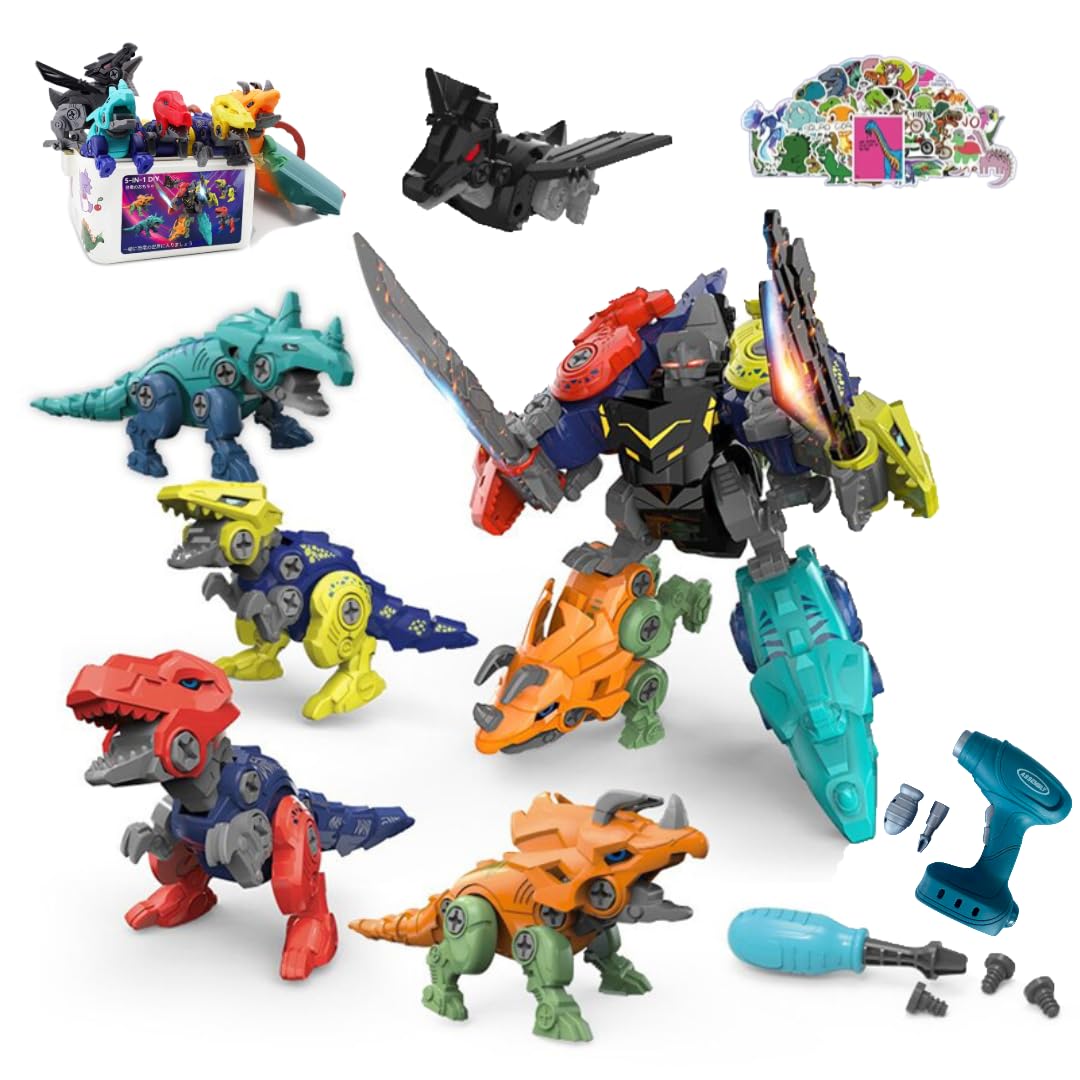 TheKuro 5-in-1 Dinosaur Robot Building Set STEM Toy Electric Screwdriver