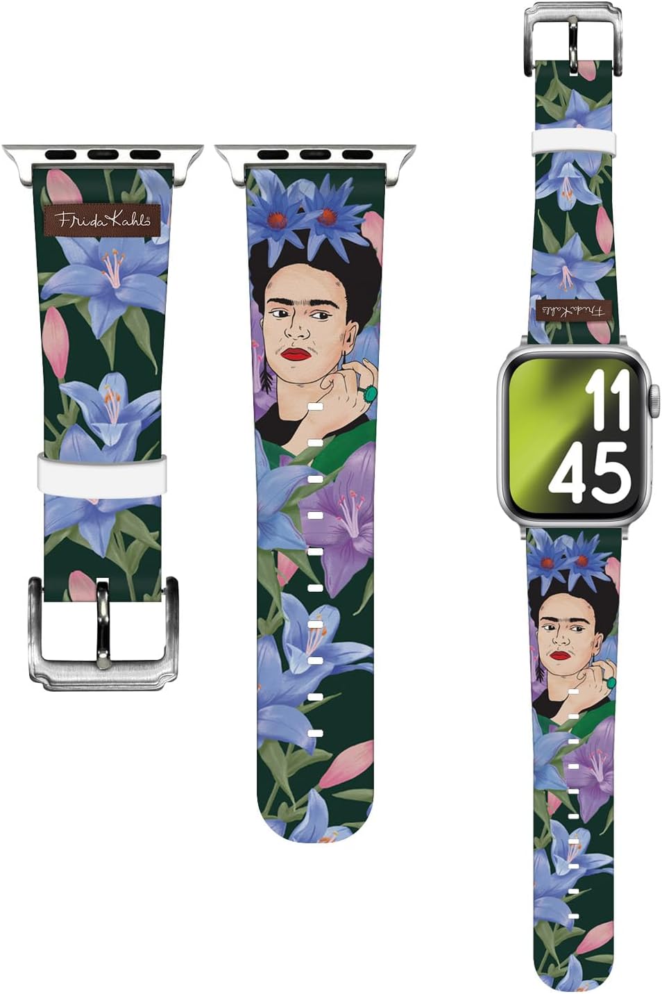 Head Case Designs Officially Licensed Frida Kahlo Lilies Floral Genuine Leather Watch Strap Compatible with Apple Watch 38/40/41mm