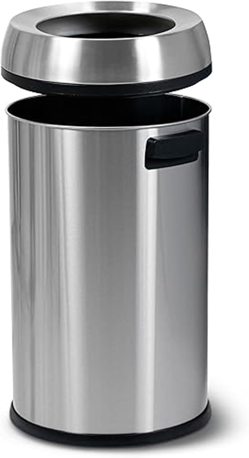 The Step N' Sort 17 Gallon/65 Liter Stainless Steel Open Top Commercial Trash Can