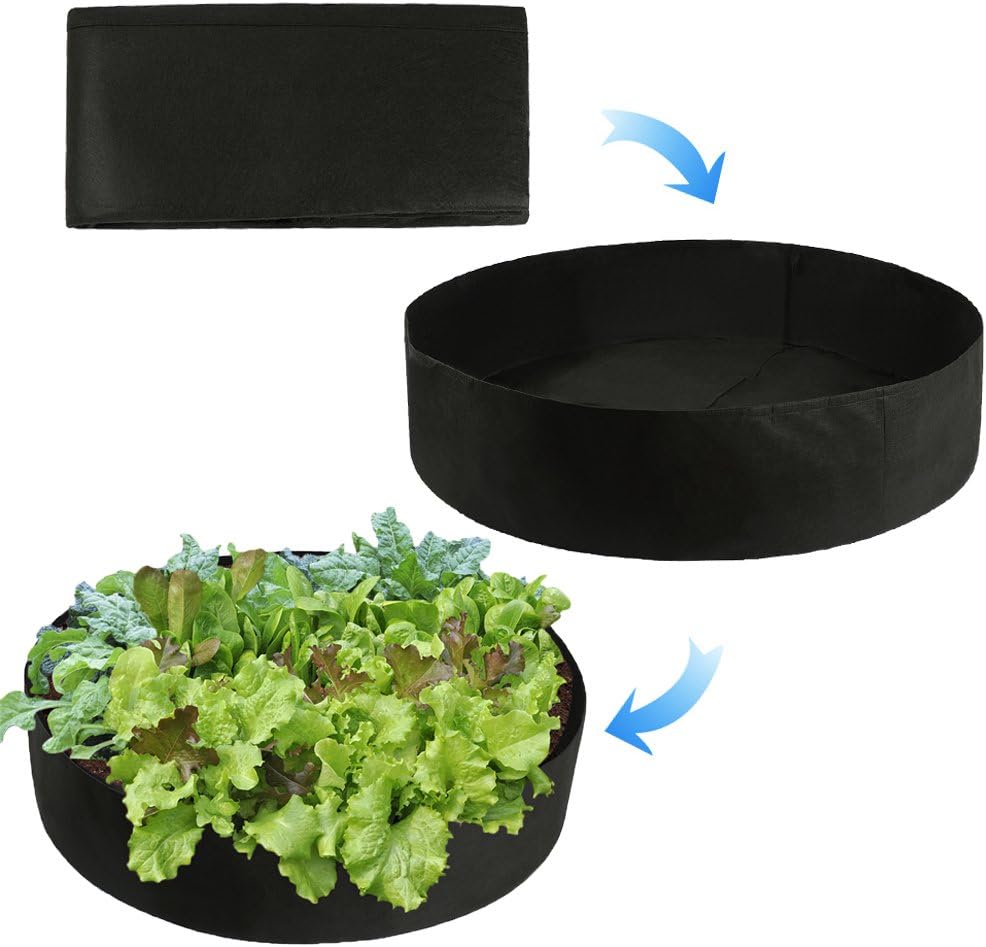 Firlar 2 Pack Fabric Raised Garden Beds, 50 Gallon Grow Bag Planting Bed Round Raised Planter Garden Bed Bag Planter Container for Plants, Herb, Flowers and Vegetables, Black