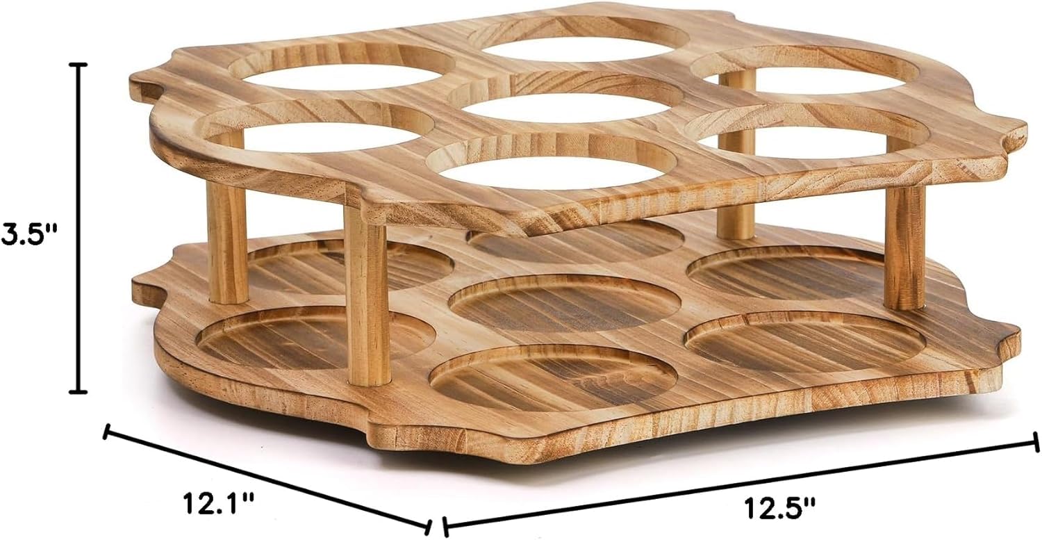 Kingrol Organizer per sciroppo di caffè, supporto rotante per 7 bottiglie per sciroppo, vino, condimenti, accessori per bar, organizer da cucina