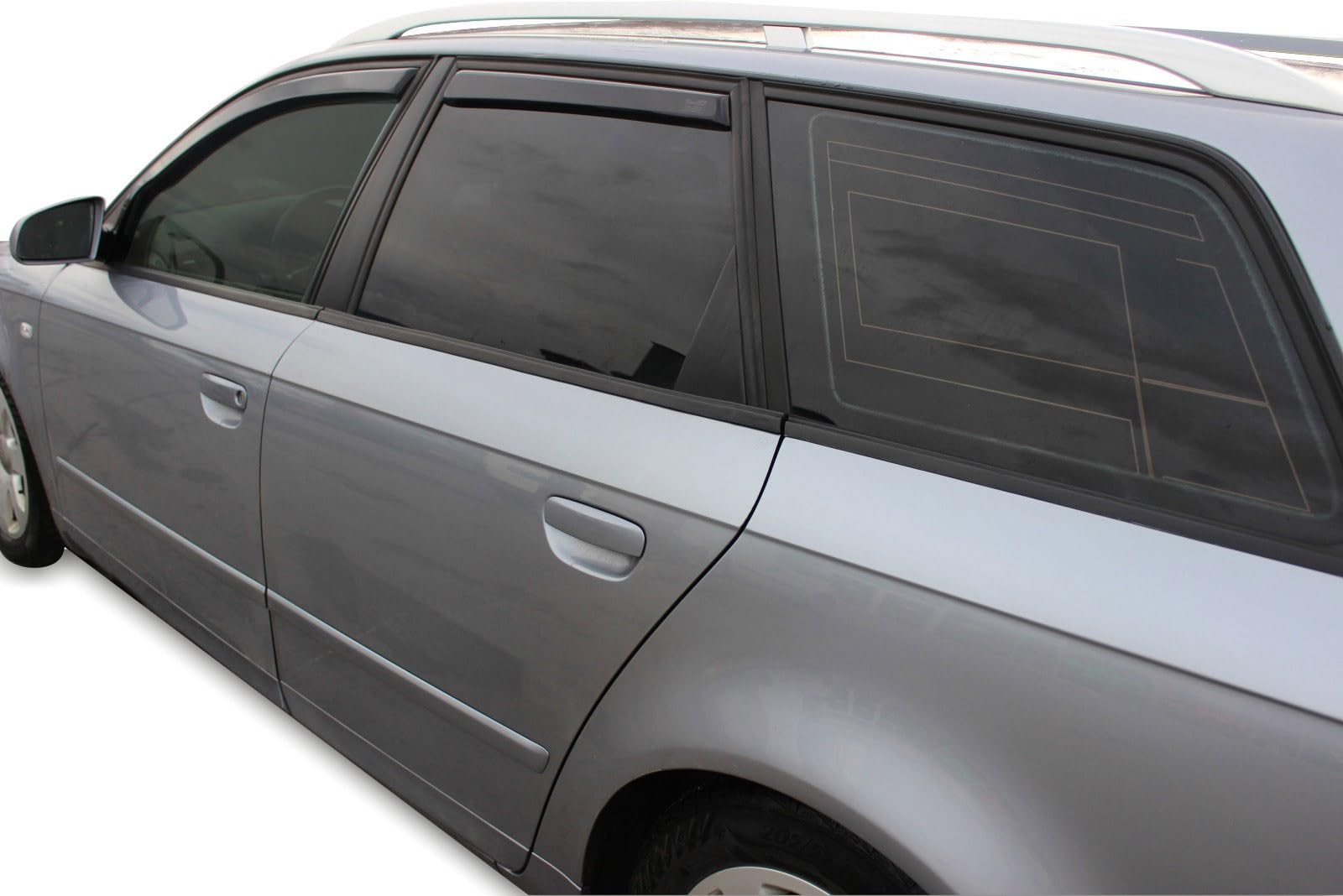 J&J AUTOMOTIVE Windabweiser passend für Audi A4 B6 / B7 2000-2009 4tlg, Heko Regenabweiser Vorne Hinten Getönt Dunkel Passform