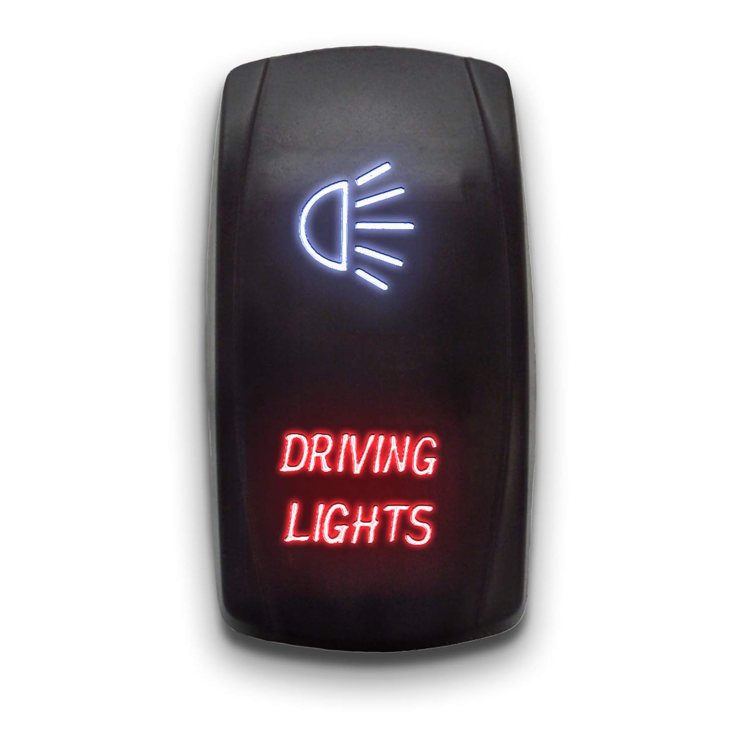 Driving Lights - White/Red - Stark 5-PIN Laser Etched LED Rocker Switch Dual Light - 20A 12V ON/Off