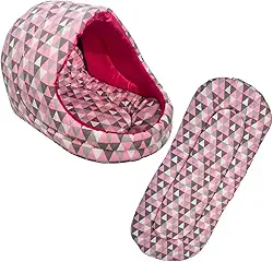 Cama Pet Iglu Cabana para Cachorro e Gato, Tamanho Médio, 40 x 30 x 30 cm, Sued (Geométrico Rosa e Cinza)