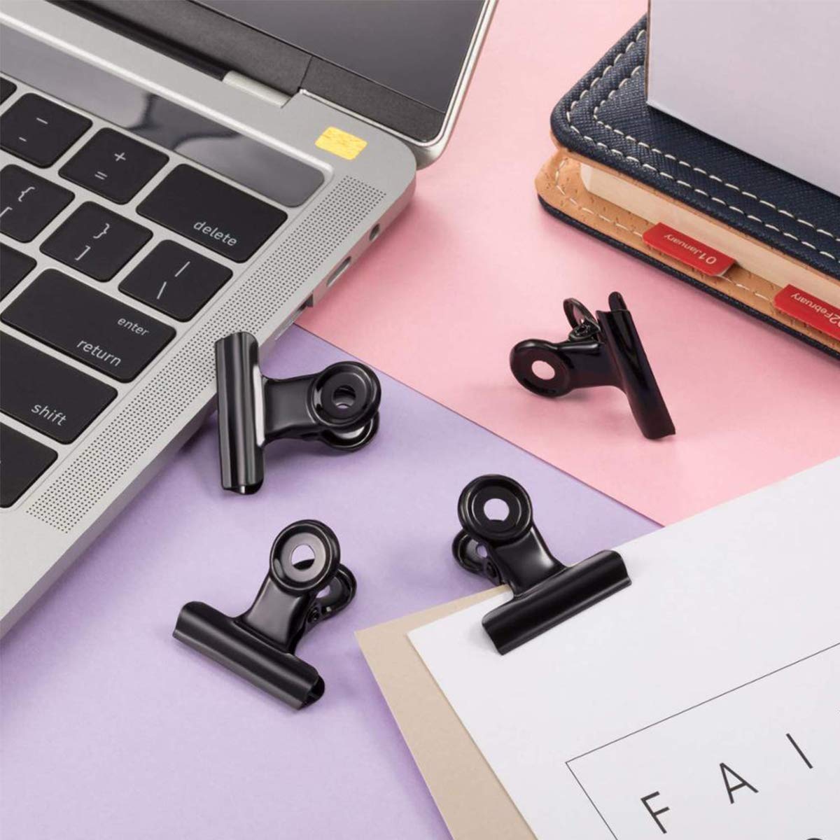 luckaide Kleine Bulldog Clips, 20 Stück 30MM Klammern Schwarze Metall