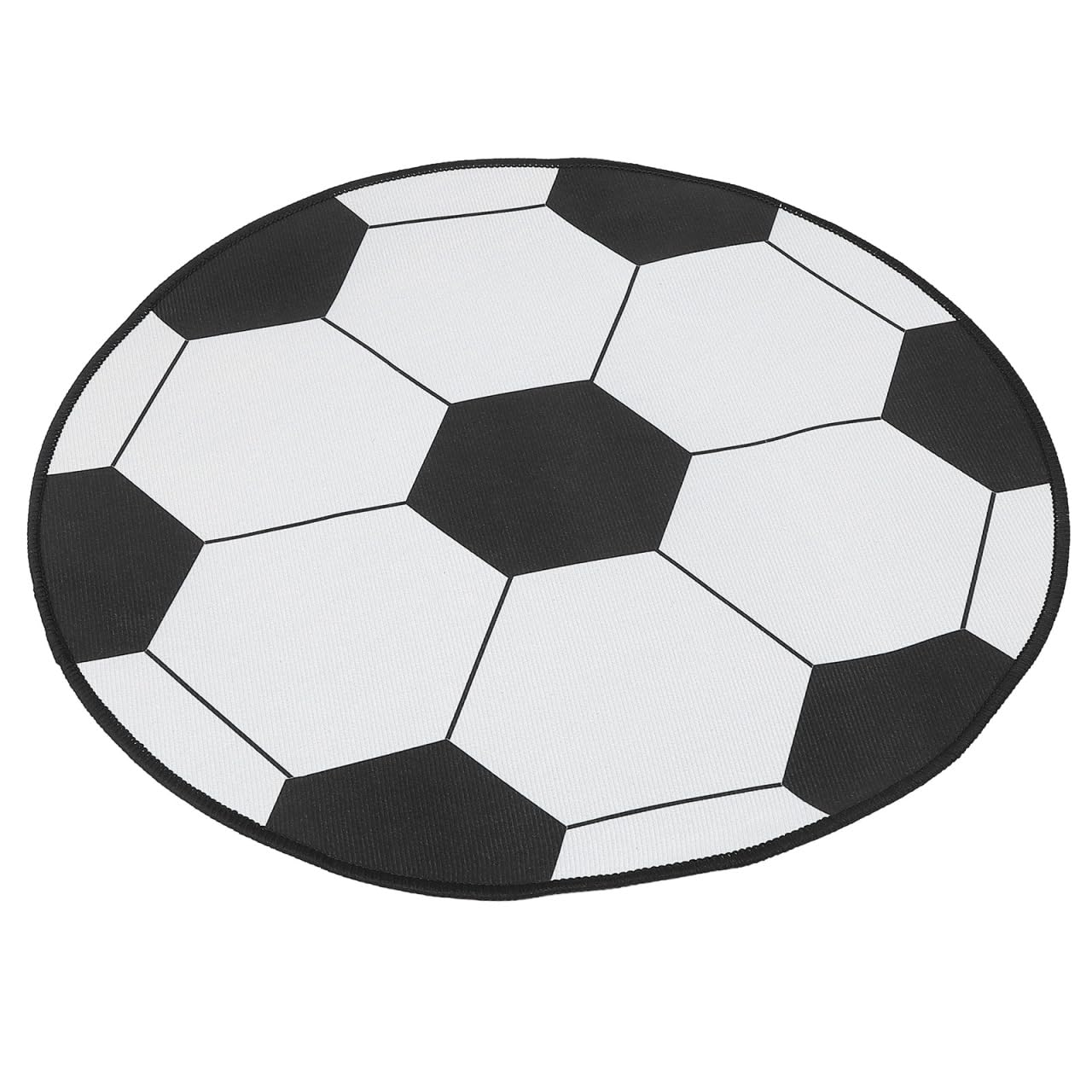 Hemobllo Round Soccer Rug 23.23In Black-White Football Carpet for Kids Bedroom Playroom, Soft Polyester Mat for Gaming Chair, Front Door Floor Decor for Boys Girls