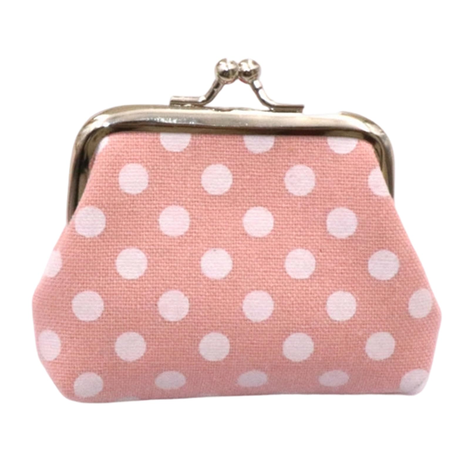 matumou Polka Dot Coin Purse, Women Canvas Change Purse, Kiss Lock Closure Pouch for Cash Jewelry Earbuds