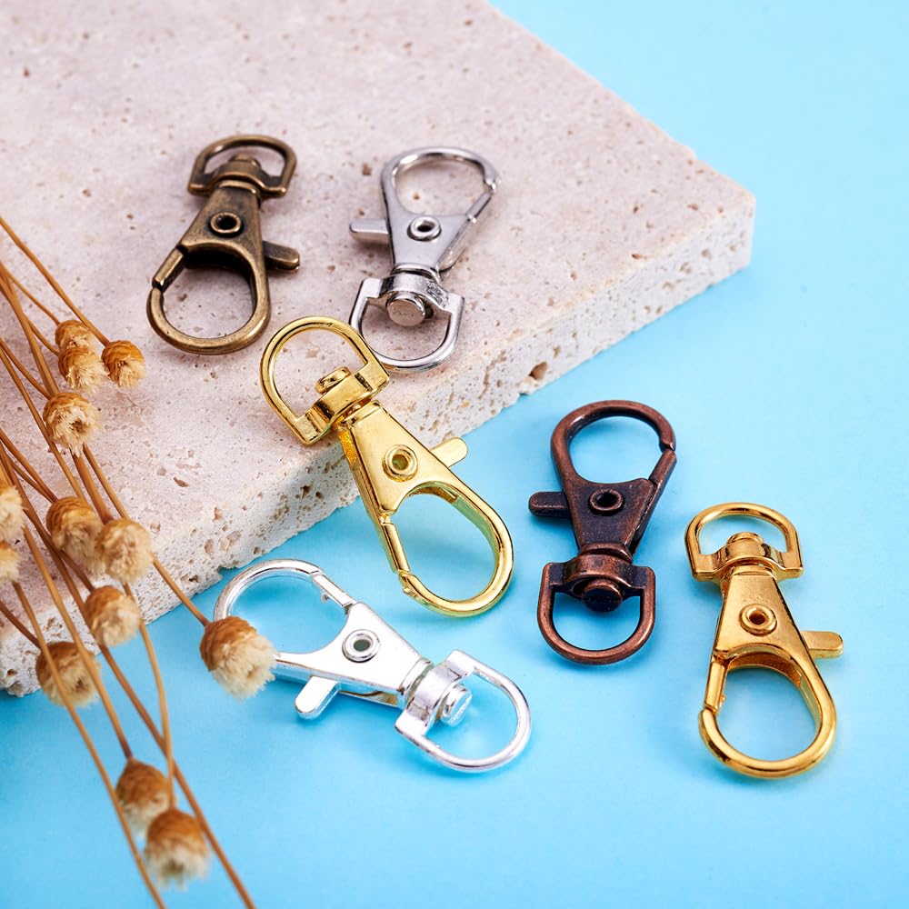 100 pz Platino Bronzo Girevole Chiusura a Moschettone Clip Gancio Portachiavi Diviso Portachiavi per Portachiavi Fai da Te Creazione di Gioielli 30.5x11mm-35x13mm