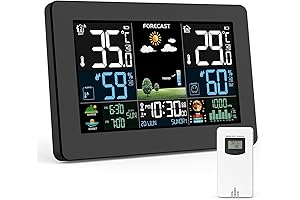 Weather Station Large Display: Wireless Indoor Outdoor, Remote Sensor, Color Digital Forecast