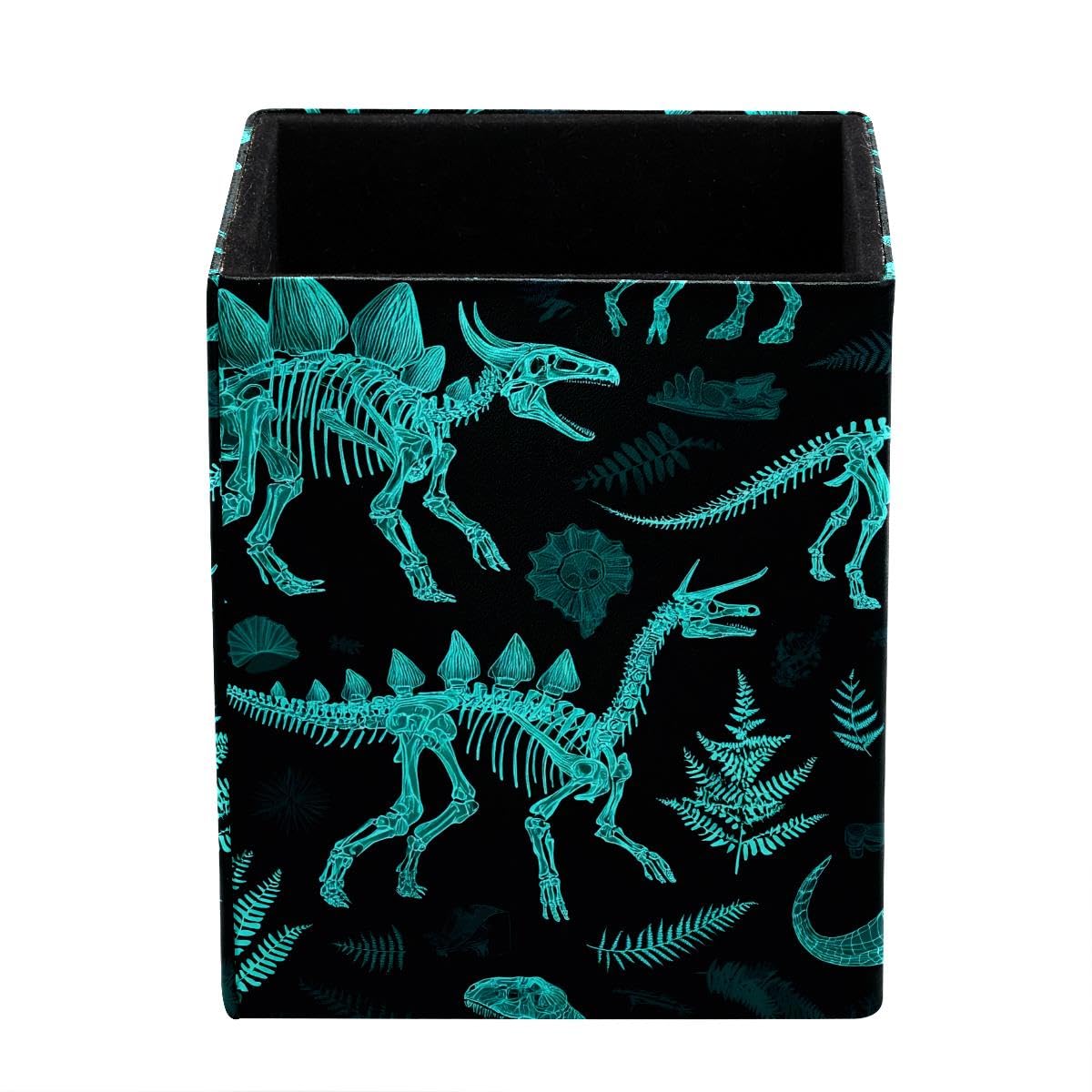 HEOEH Dinosaur Pen Holder Pen Pot, Square Pencil Cup for Desk
