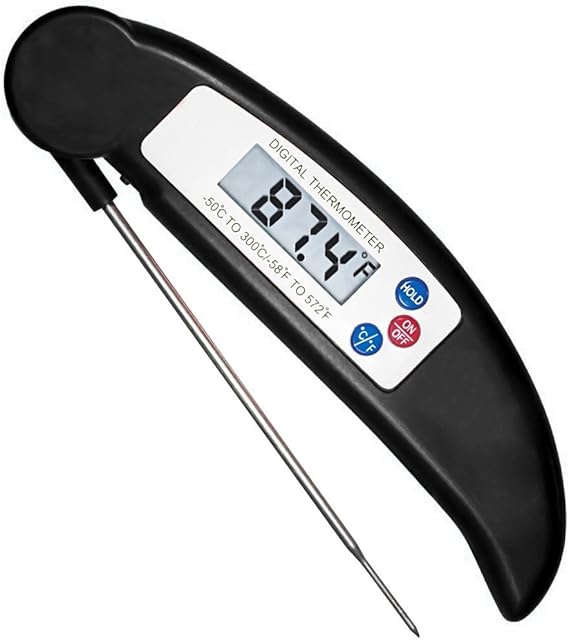 COOLEAD Cooking Thermometer Digital Instant Read Meat Thermometer Foldable Long Probe LCD Screen Kitchen Food Thermometer for BBQ Sugar Wine Grill Milk Turkey Barbecue Yogurt Water Oven Smoker Candy