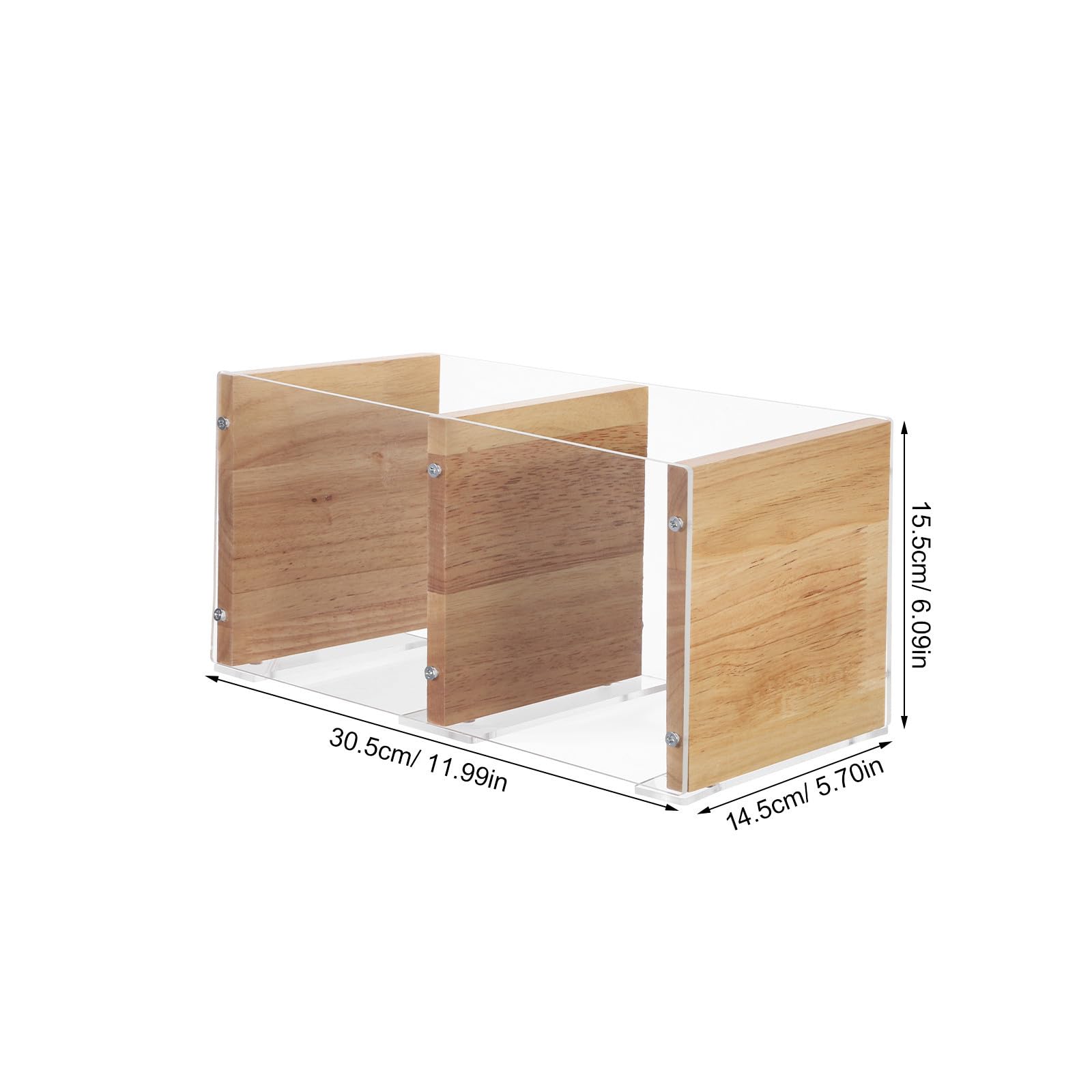 Estante de Acrílico y Madera de Almacenamiento Transparente de 2 Niveles Organizador Resistente y Ahorrador de Espacio para Dvd y Discos para Oficina y Hogar
