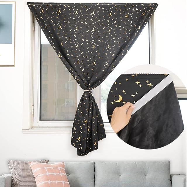 HyUkoa Portable Blackout Blind Lightweight Blackout Curtain(No Need Curtain Pole), UV and Sun Protection Blackout Blind Curtain for Bedroom Nursery Travel Office Use(90 * 150cm/35.4 * 59 inch)