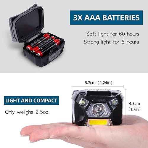 Miniatura 5 de KunHe Paquete de 2 faros delanteros LED de luz roja, linternas de faros delanteros brillantes para adultos, visión nocturna y campamento al aire