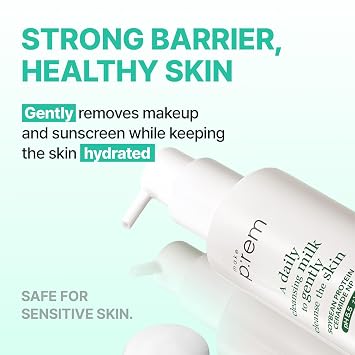 MAKE P:REM Safe Me. Relief Moisture Cleansing Milk, Hydrating Face Wash, Gentle Milk Cleanser for Sensitive Skin with Soy Protein, Korean Face Wash, 16.90 fl.oz (500ml)