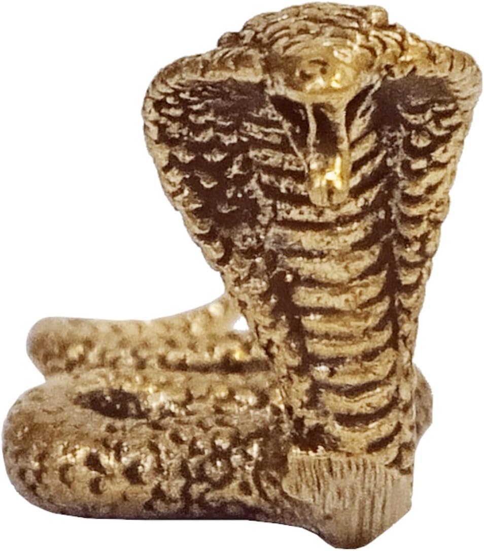 Purpledip Rare Miniature Brass Figurine King Cobra Nag Snake: Collectible Showpiece Statue with Fine Workmanship (12699A)