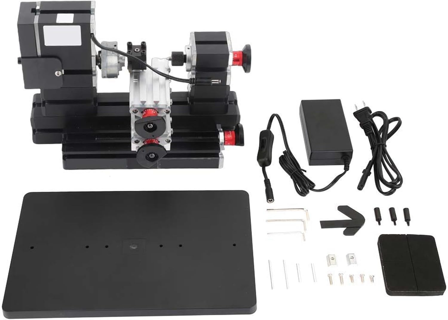 60W Mini Metal Rotating Lathe with 12000RPM Motor for Soft Metal Machining for Hobbyists and Woodworkers