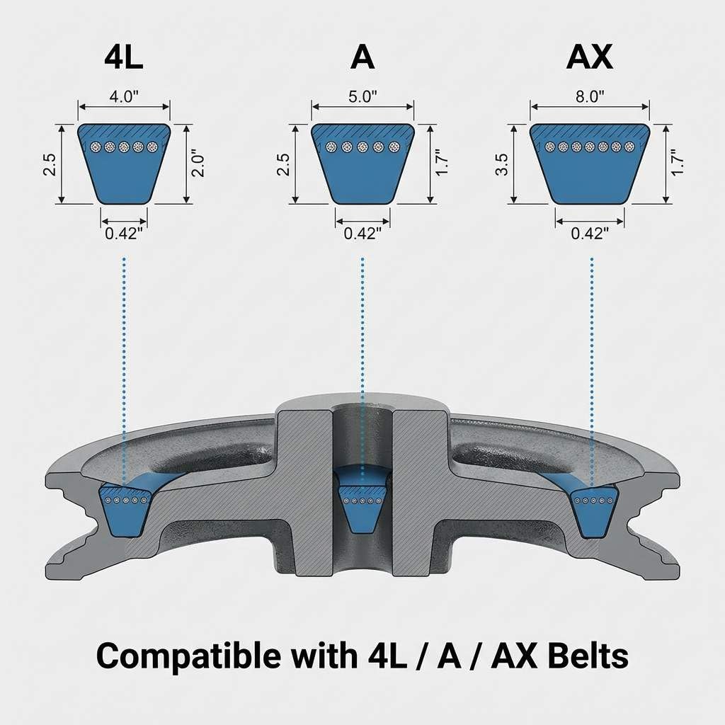 QWORK AK7158 Single Groove Web Sheaves, 6.95" OD 5/8" Bore V-Belt Sheave, A Belt Section, Cast Iron,for V-Belt — Amazon image 4