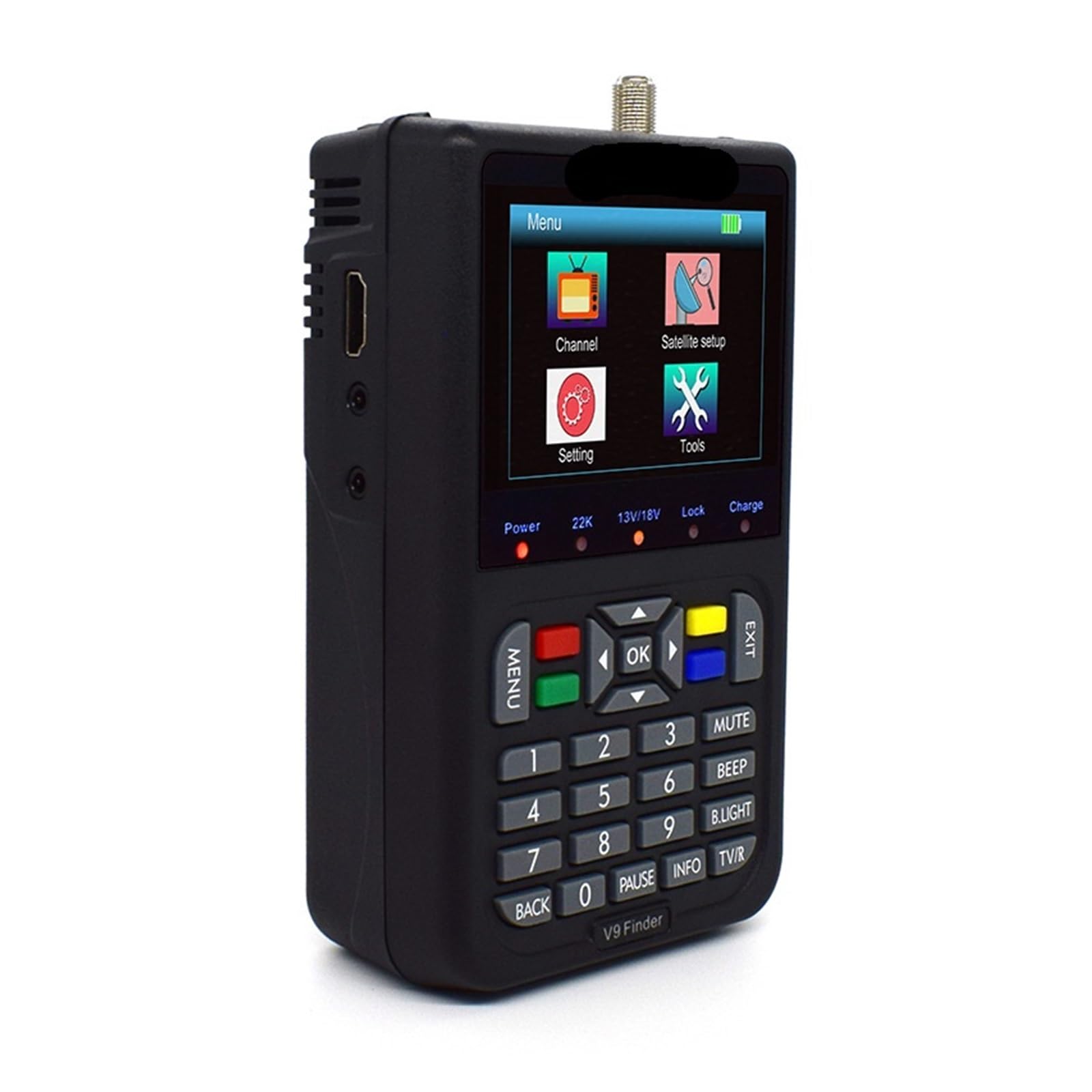Satellite Finder, V9 Finder Digital Satellite Finder LCD Satellite Finder Digital Satellite Finder 3.5 inch DVB-S/S2 H.265(Nero)