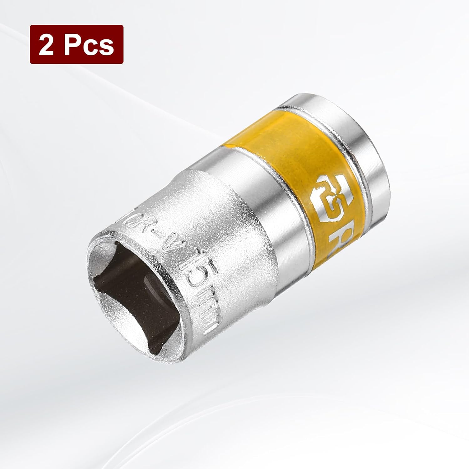 HARFINGTON 2pcs 1/2" Drive 6 Points Socket 15mm Metric Shallow Impact Socket CR-V Steel Flip Socket Spindle Axle Nut Impact Socket for Home Auto Hex Nuts Bolts Repair, Silver Yellow