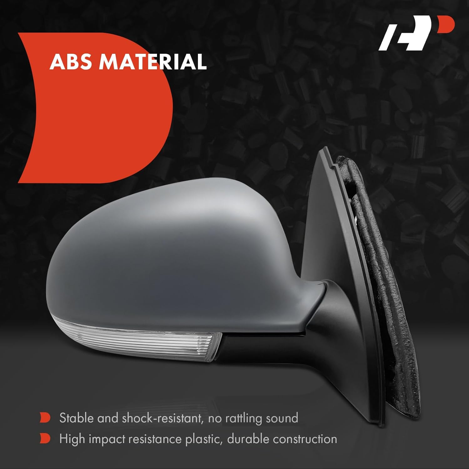 A-Premium Passenger Side Power Door Mirror - Compatible with Volkswagen Jetta 2005-2010 - Heated Manual Folding Gray Outside Rear View Mirror w/Turn Signal- Replace# 1K1857508DJ9B9