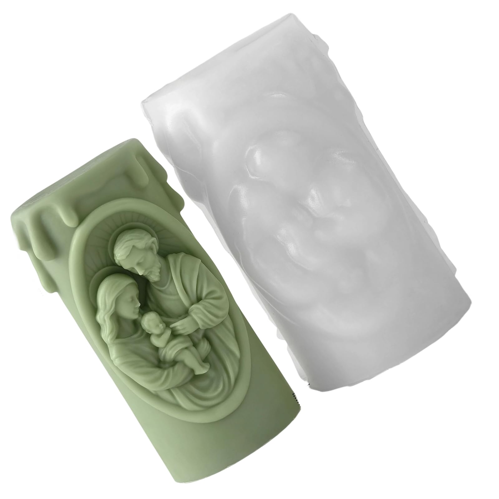 NEWFT Cylindrical Silicone Religious Themed Embossed Silicone Mold for Soap Chocolate Holiday Decoration Home Craft Mold