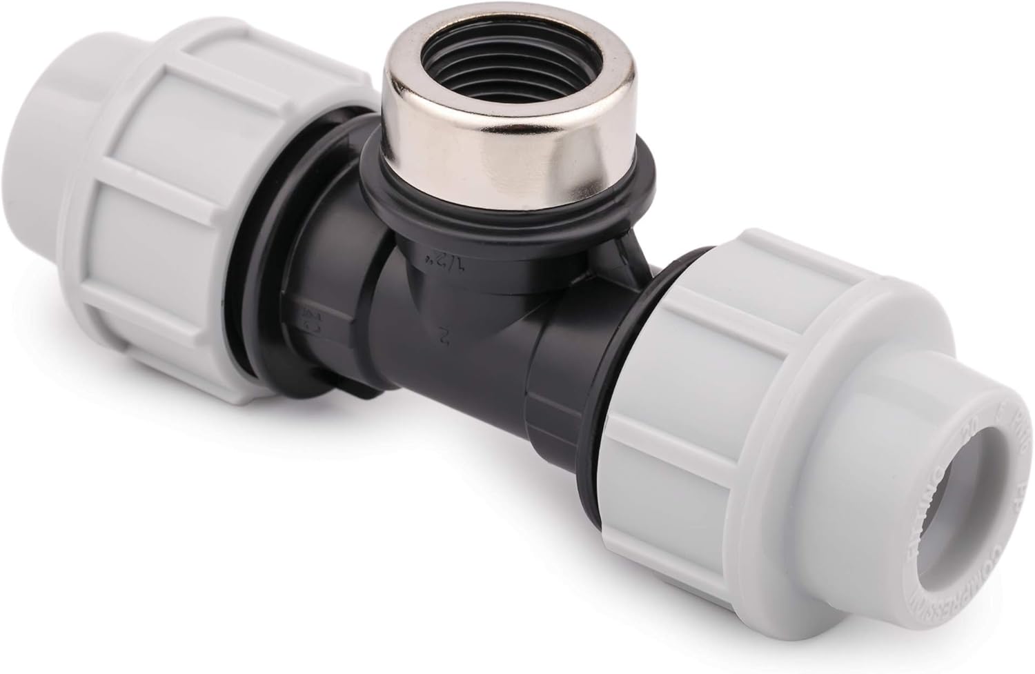 MDPE Water Pipe Connector T Piece with Three Female OUTLETS / CLAMP