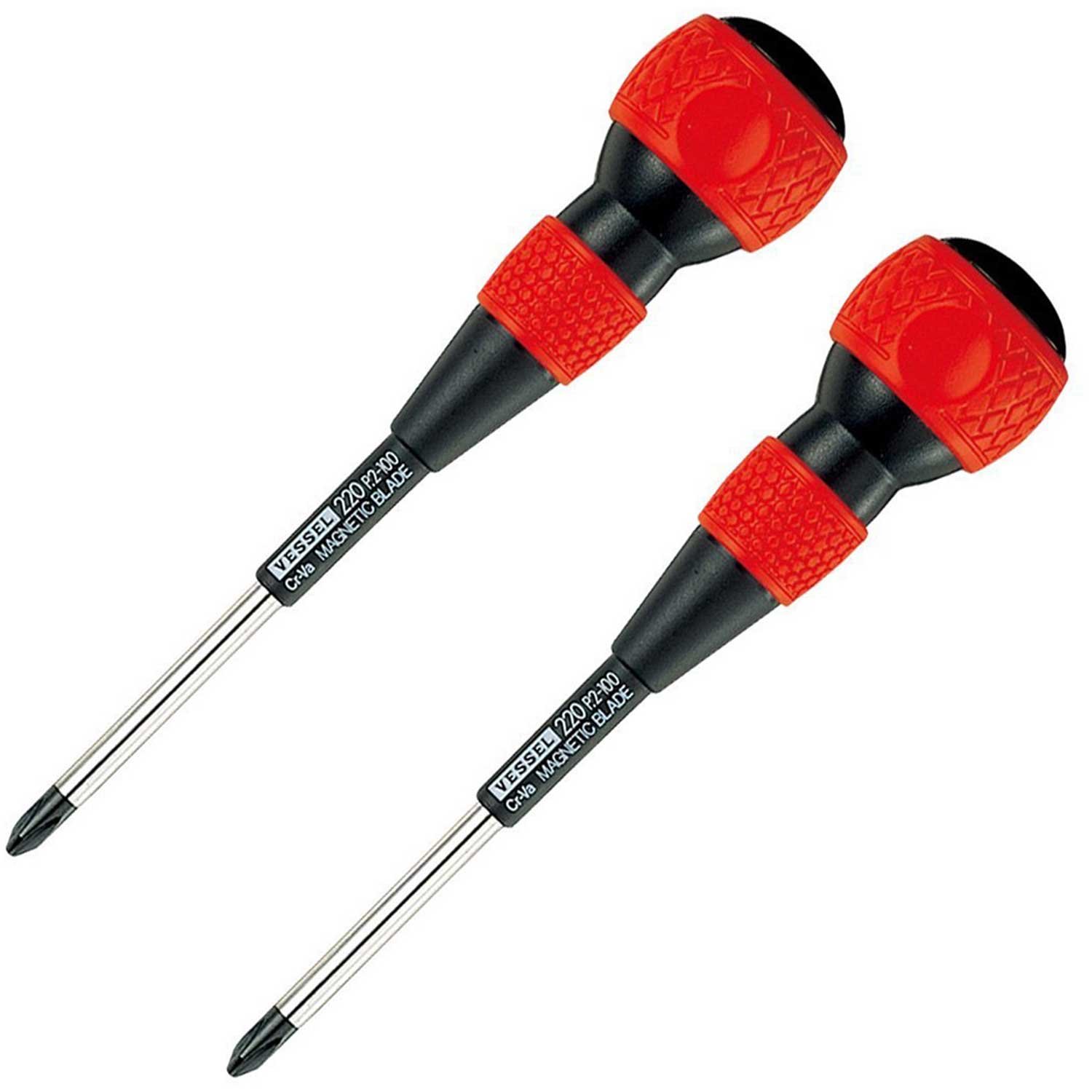 Vessel Ball Grip Screwdriver No.220 Plus 2x100 Set of 2 : DIY, Tools & Garden