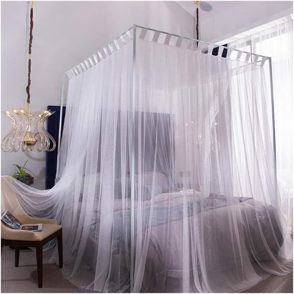 Moustiquaire lit 180x200 cm rectangulaire blanche pour grand couchage domestique