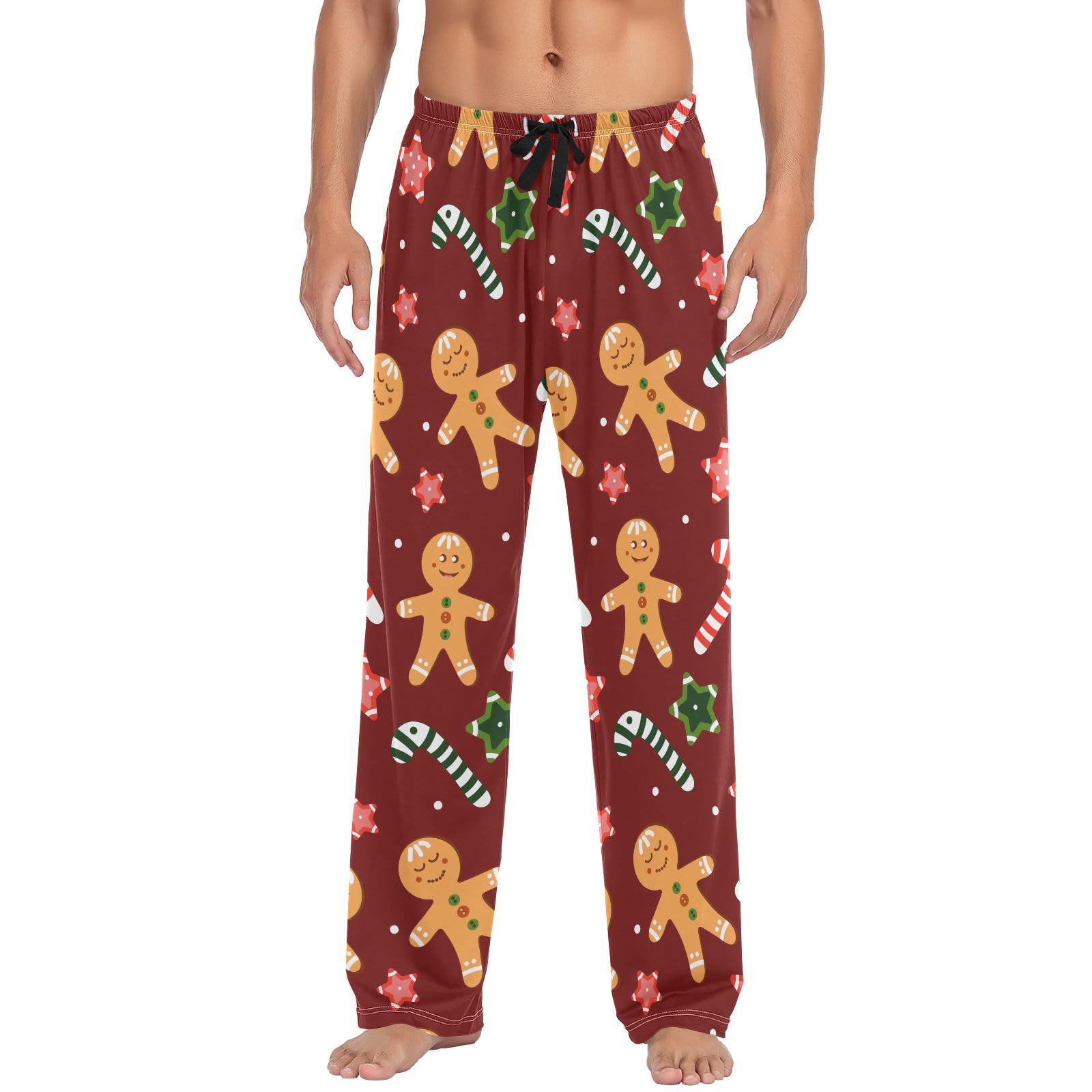 Oudrspo Men's As Pic Christmas Gingerbread Pajama Pants For Lightweight Pajama Bottoms With Pockets Pjs Bottoms